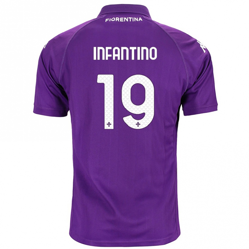 Niño Fútbol Camiseta Gino Infantino #19 Morado 1ª Equipación 2024/25 Perú