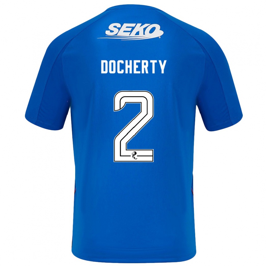 Niño Fútbol Camiseta Nicola Docherty #2 Azul Oscuro 1ª Equipación 2024/25 Perú