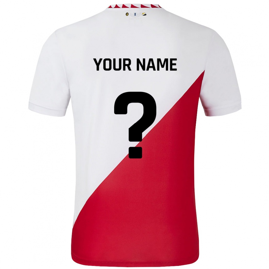 Niño Fútbol Camiseta Su Nombre #0 Blanco Rojo 1ª Equipación 2024/25 Perú