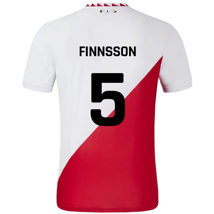 Niño Fútbol Camiseta Kolbeinn Finnsson #5 Blanco Rojo 1ª Equipación 2024/25 Perú