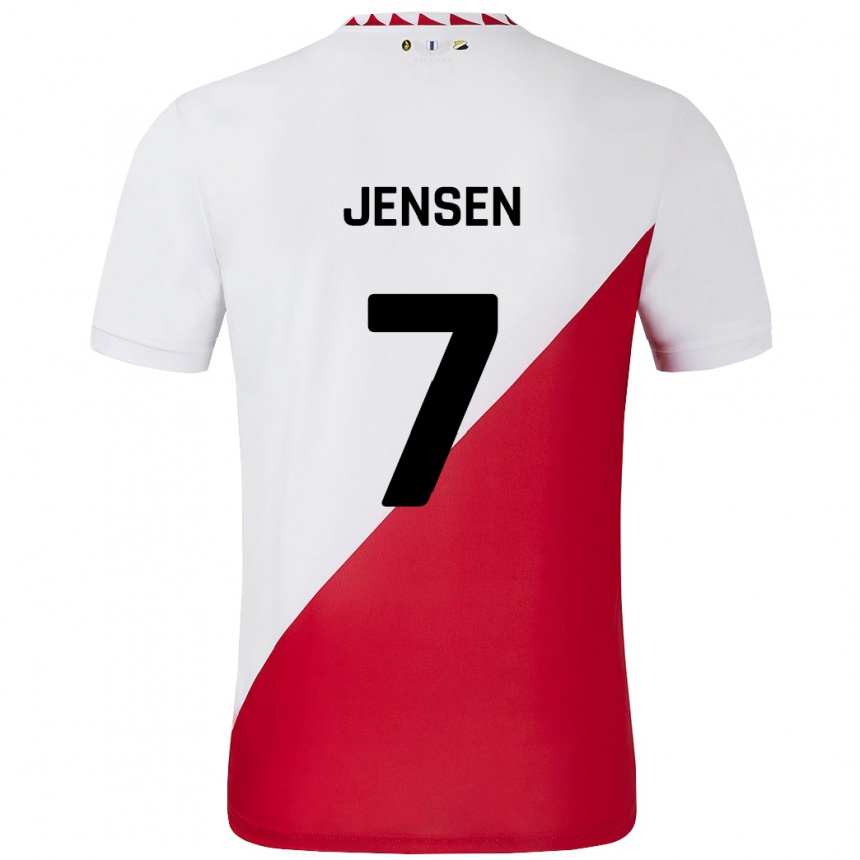 Niño Fútbol Camiseta Victor Jensen #7 Blanco Rojo 1ª Equipación 2024/25 Perú