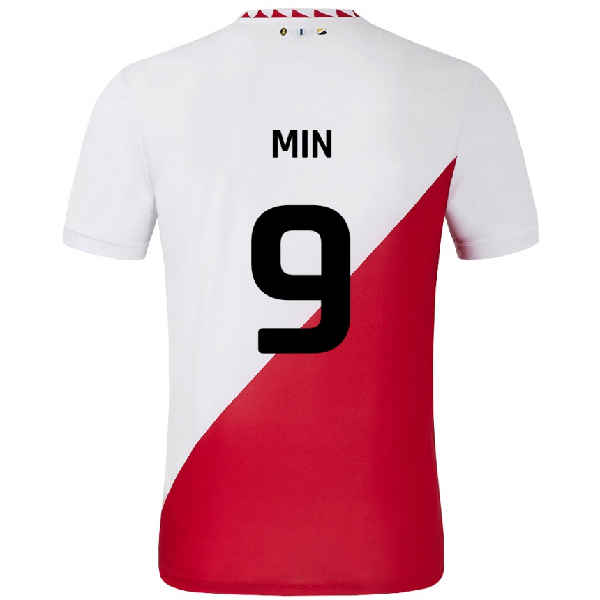 Niño Fútbol Camiseta David Min #9 Blanco Rojo 1ª Equipación 2024/25 Perú