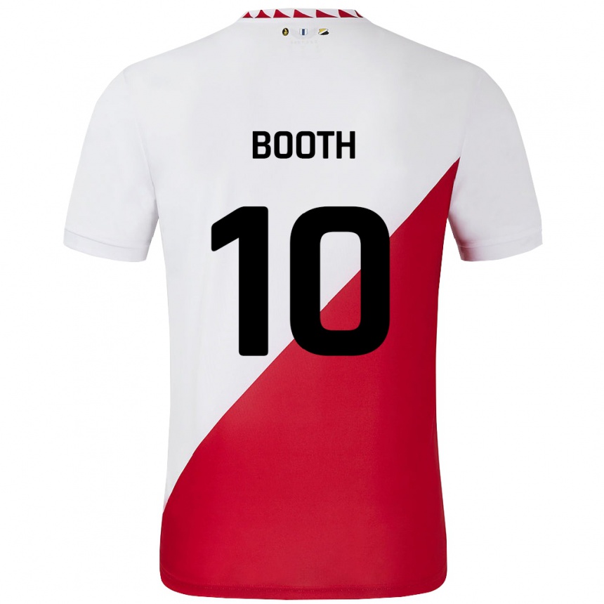 Niño Fútbol Camiseta Taylor Booth #10 Blanco Rojo 1ª Equipación 2024/25 Perú