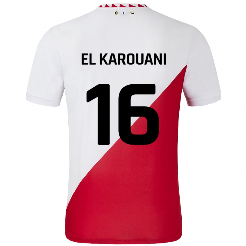 Niño Fútbol Camiseta Souffian El Karouani #16 Blanco Rojo 1ª Equipación 2024/25 Perú