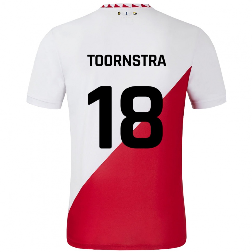 Niño Fútbol Camiseta Jens Toornstra #18 Blanco Rojo 1ª Equipación 2024/25 Perú