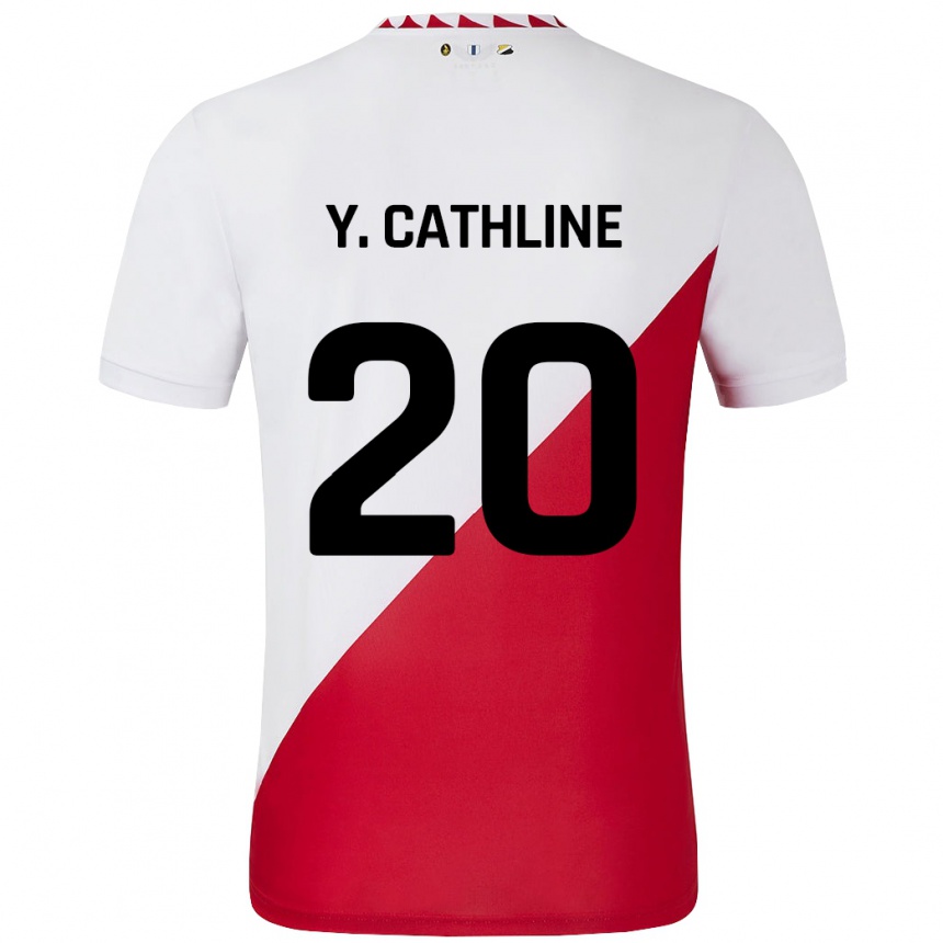 Niño Fútbol Camiseta Yoann Cathline #20 Blanco Rojo 1ª Equipación 2024/25 Perú