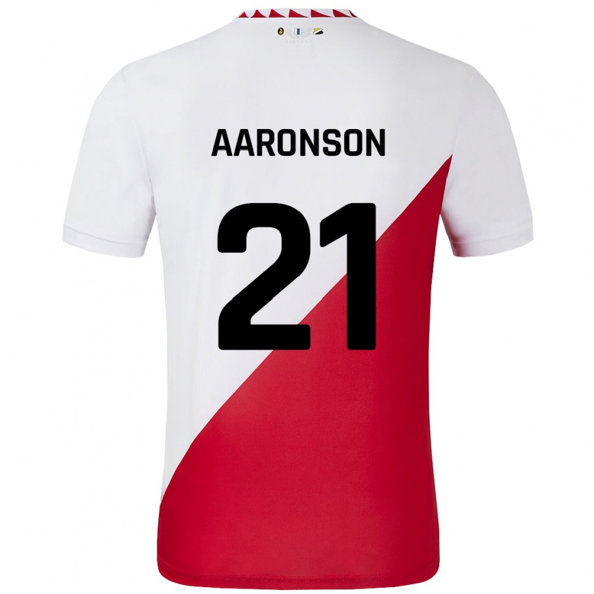 Niño Fútbol Camiseta Paxten Aaronson #21 Blanco Rojo 1ª Equipación 2024/25 Perú