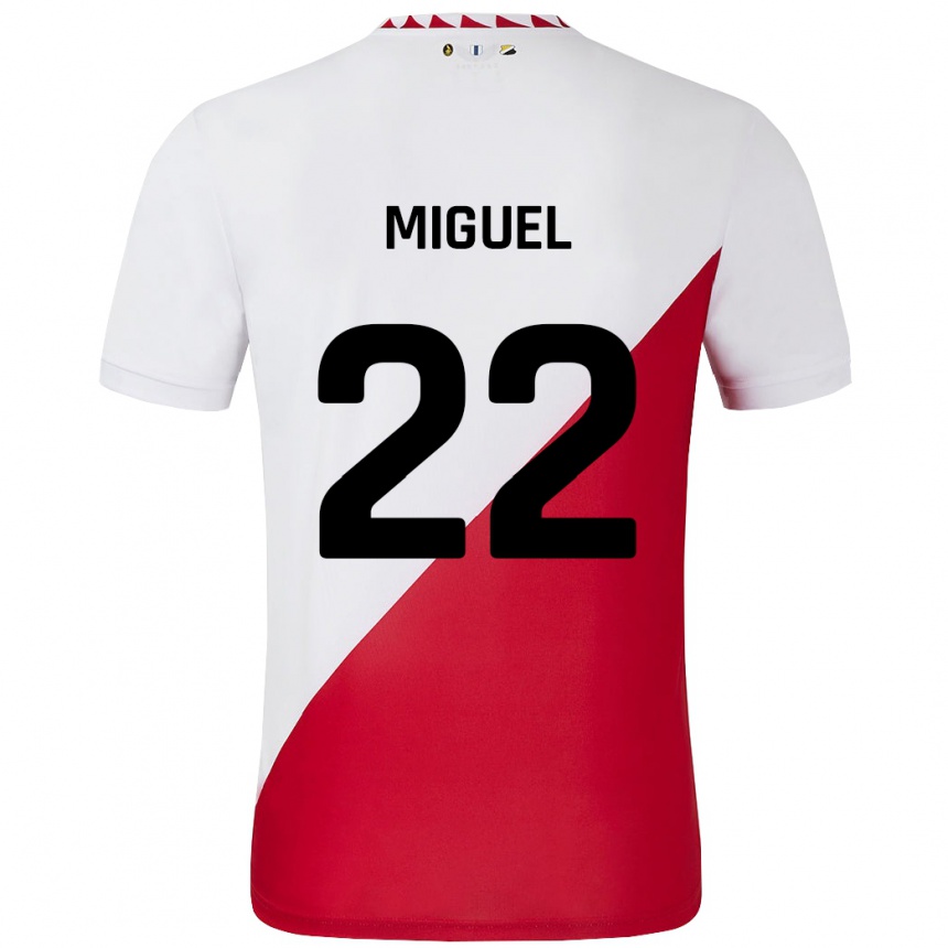 Niño Fútbol Camiseta Miguel Rodríguez #22 Blanco Rojo 1ª Equipación 2024/25 Perú