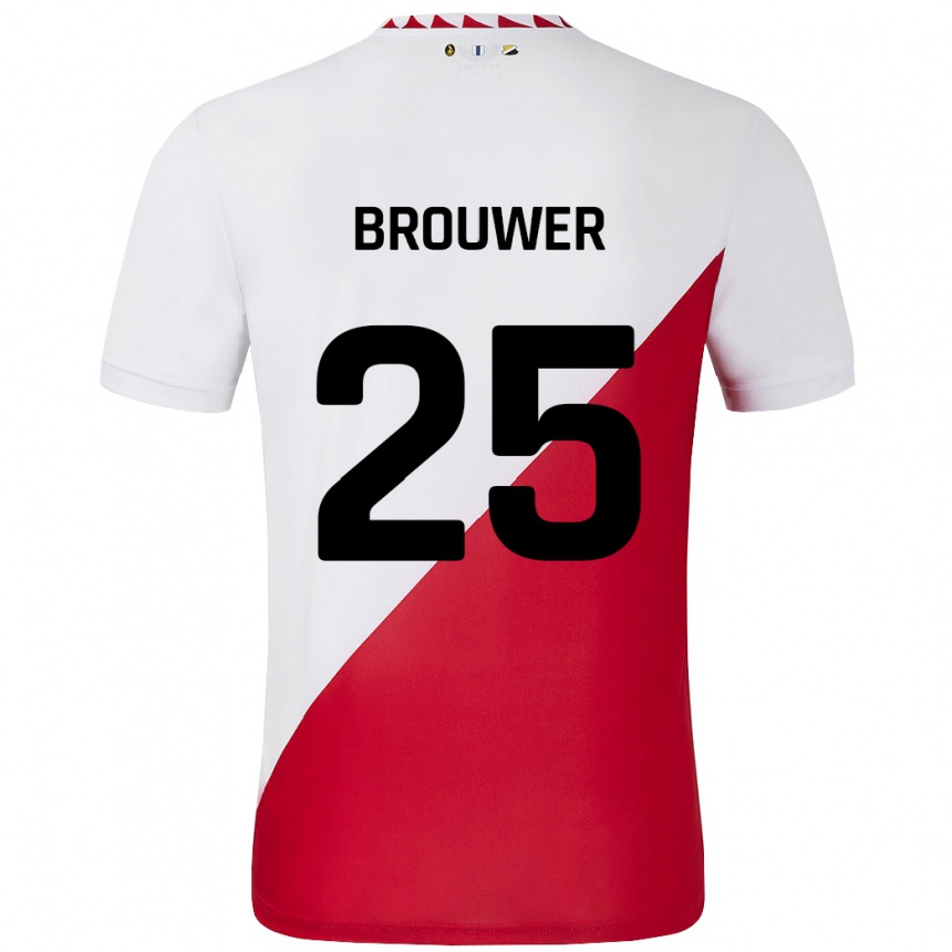 Niño Fútbol Camiseta Michael Brouwer #25 Blanco Rojo 1ª Equipación 2024/25 Perú