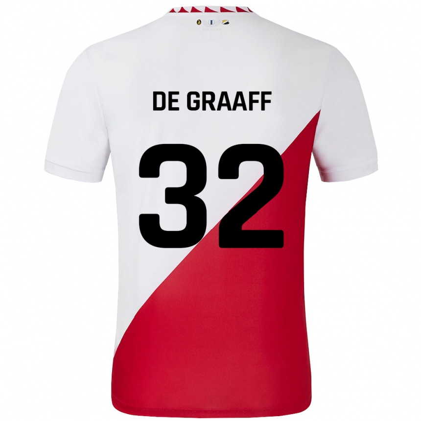 Niño Fútbol Camiseta Tom De Graaff #32 Blanco Rojo 1ª Equipación 2024/25 Perú