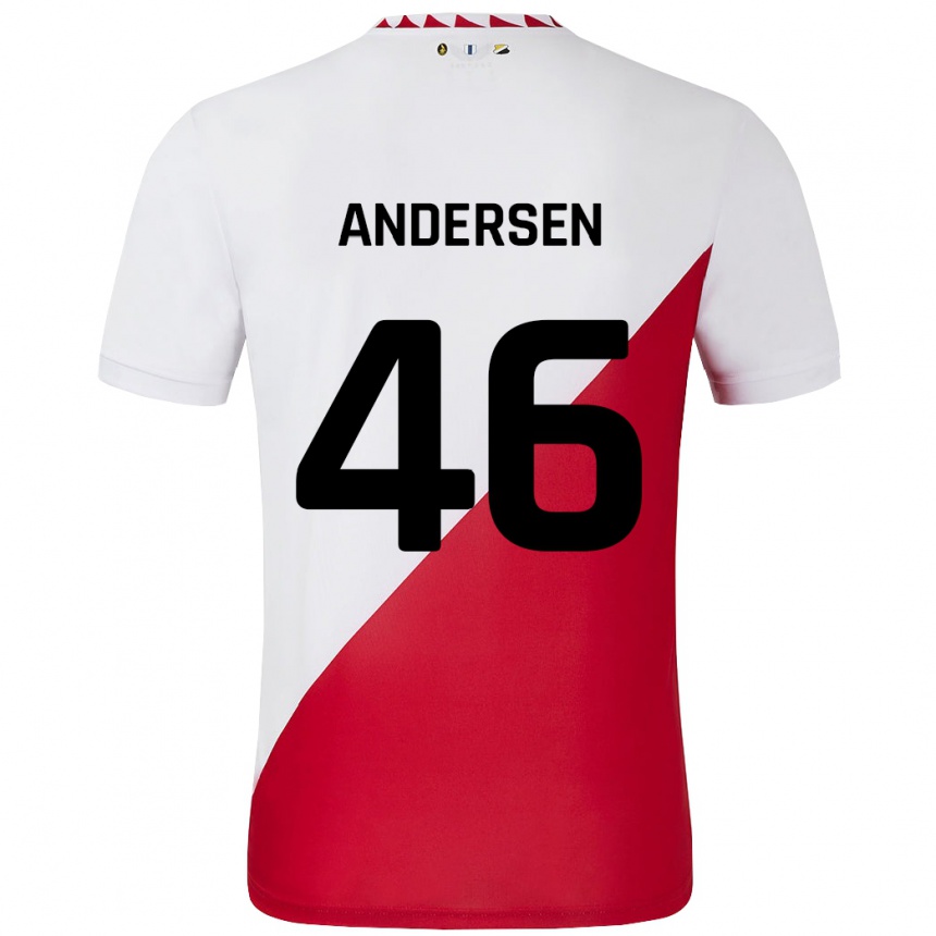 Niño Fútbol Camiseta Silas Andersen #46 Blanco Rojo 1ª Equipación 2024/25 Perú