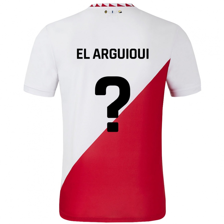 Niño Fútbol Camiseta Rafik El Arguioui #0 Blanco Rojo 1ª Equipación 2024/25 Perú