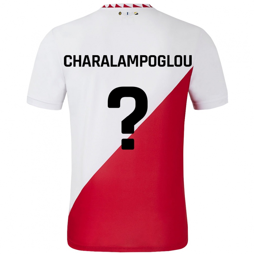 Niño Fútbol Camiseta Georgios Charalampoglou #0 Blanco Rojo 1ª Equipación 2024/25 Perú