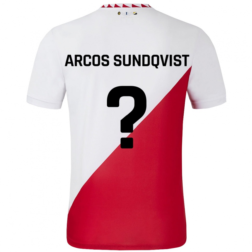 Niño Fútbol Camiseta Gustav Arcos Sundqvist #0 Blanco Rojo 1ª Equipación 2024/25 Perú