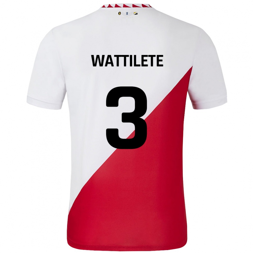 Niño Fútbol Camiseta Julia Wattilete #3 Blanco Rojo 1ª Equipación 2024/25 Perú