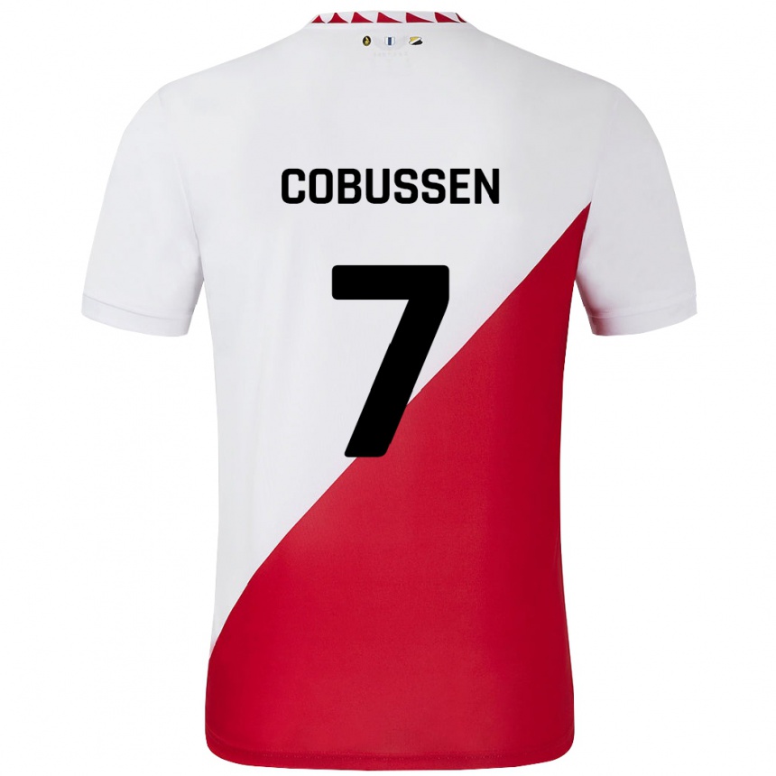 Niño Fútbol Camiseta Sophie Cobussen #7 Blanco Rojo 1ª Equipación 2024/25 Perú