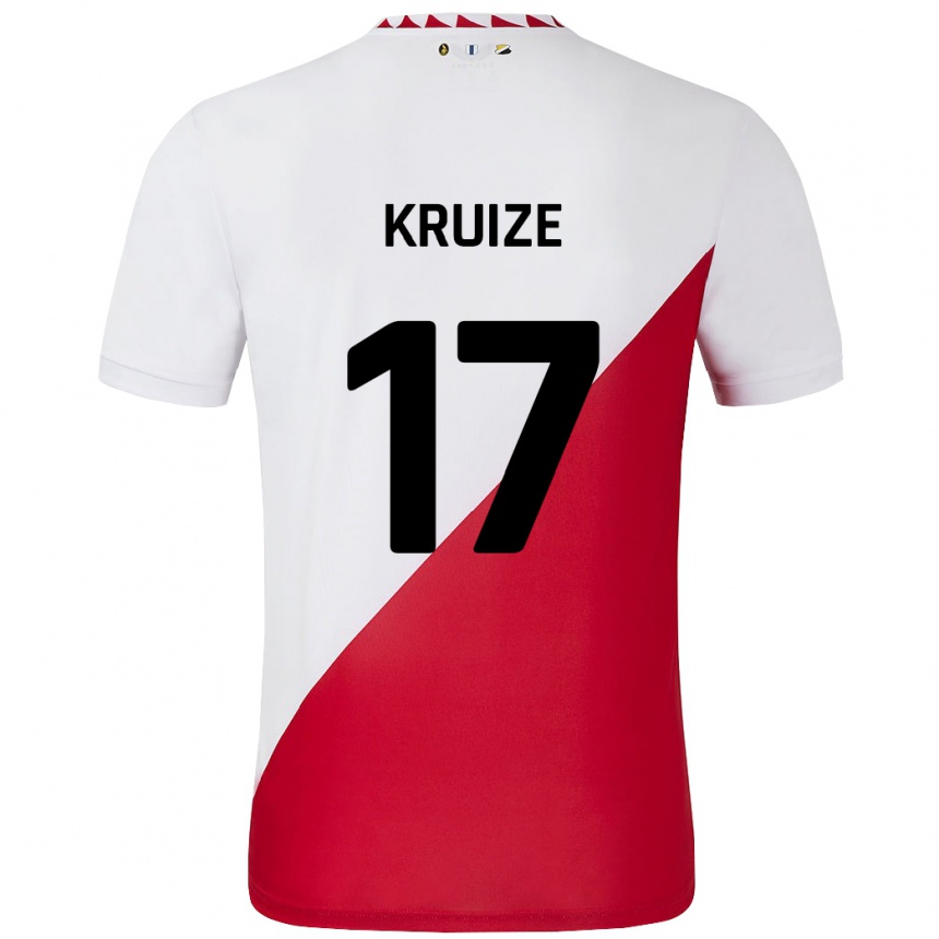 Niño Fútbol Camiseta Elisha Kruize #17 Blanco Rojo 1ª Equipación 2024/25 Perú