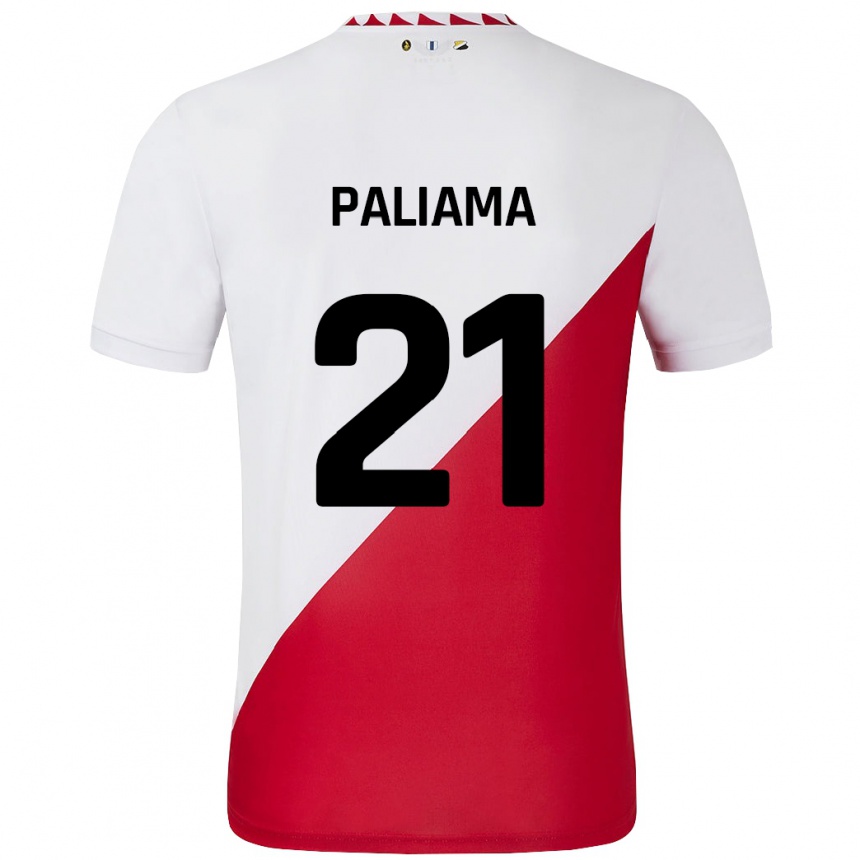 Niño Fútbol Camiseta Joni Paliama #21 Blanco Rojo 1ª Equipación 2024/25 Perú