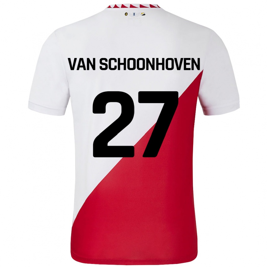 Niño Fútbol Camiseta Nurija Van Schoonhoven #27 Blanco Rojo 1ª Equipación 2024/25 Perú