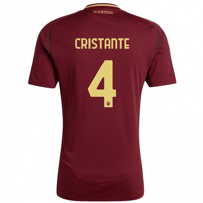 Niño Fútbol Camiseta Bryan Cristante #4 Rojo Marrón Dorado 1ª Equipación 2024/25 Perú