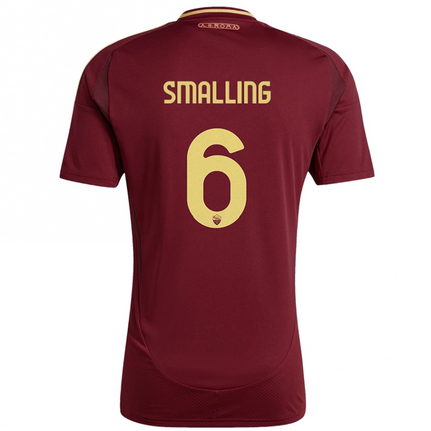 Niño Fútbol Camiseta Chris Smalling #6 Rojo Marrón Dorado 1ª Equipación 2024/25 Perú