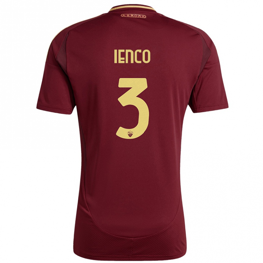 Niño Fútbol Camiseta Simone Ienco #3 Rojo Marrón Dorado 1ª Equipación 2024/25 Perú