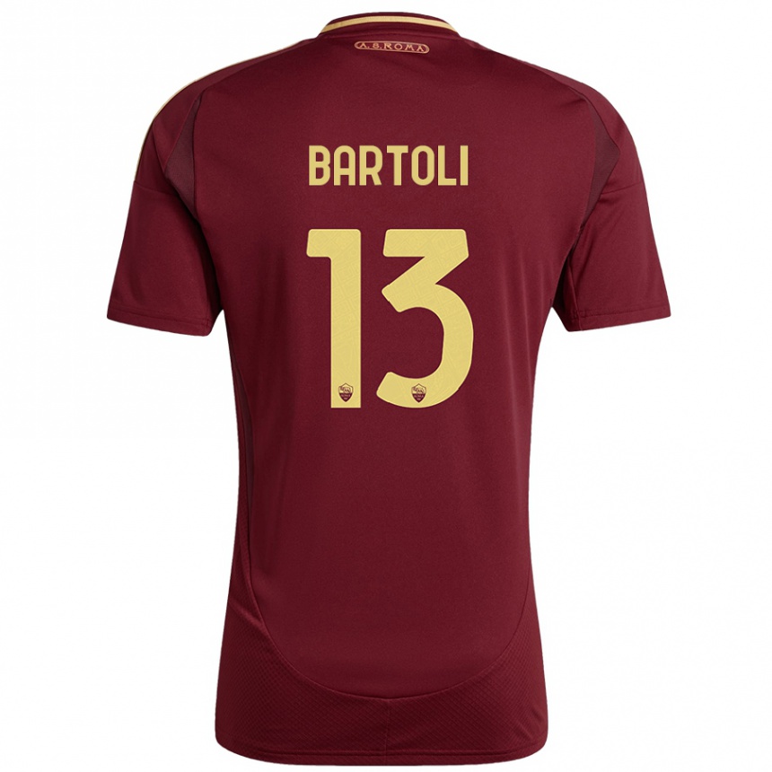 Niño Fútbol Camiseta Elisa Bartoli #13 Rojo Marrón Dorado 1ª Equipación 2024/25 Perú