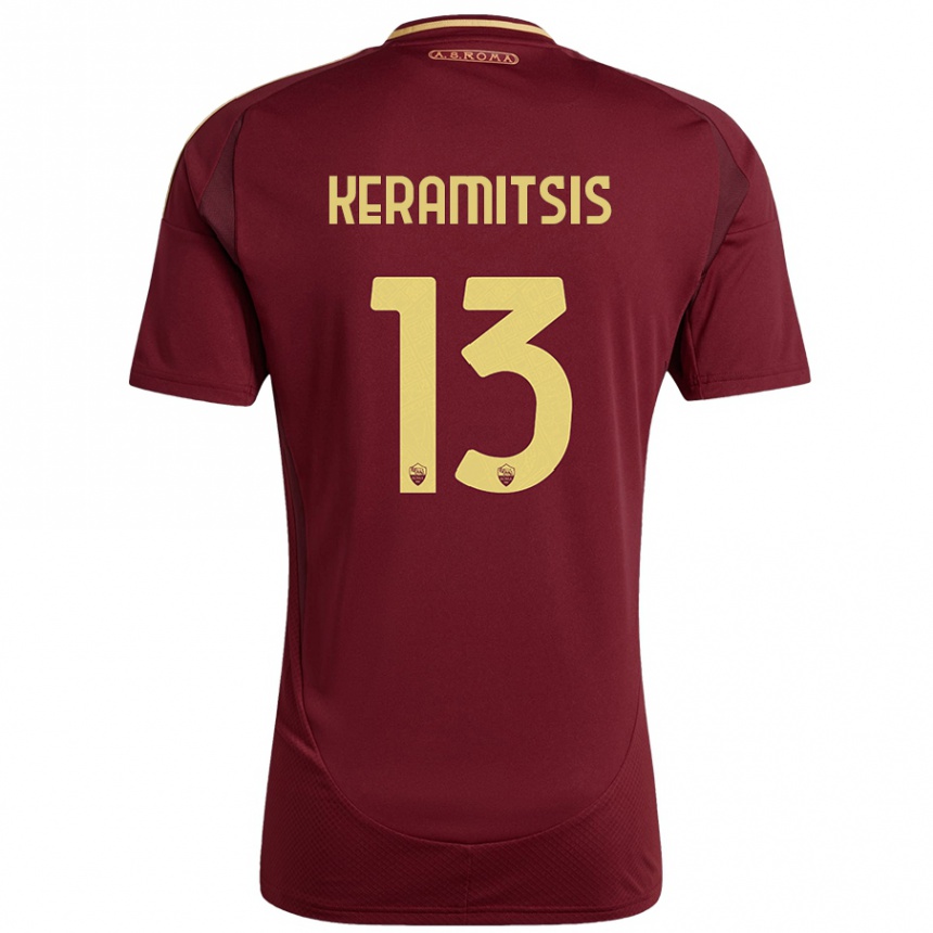 Niño Fútbol Camiseta Dimitrios Keramitsis #13 Rojo Marrón Dorado 1ª Equipación 2024/25 Perú