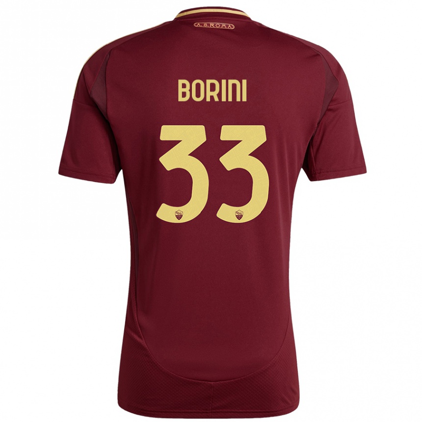 Niño Fútbol Camiseta Joyce Borini #33 Rojo Marrón Dorado 1ª Equipación 2024/25 Perú