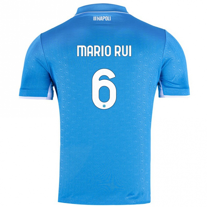 Niño Fútbol Camiseta Mario Rui #6 Azul Cielo 1ª Equipación 2024/25 Perú