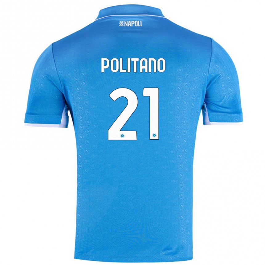 Niño Fútbol Camiseta Matteo Politano #21 Azul Cielo 1ª Equipación 2024/25 Perú