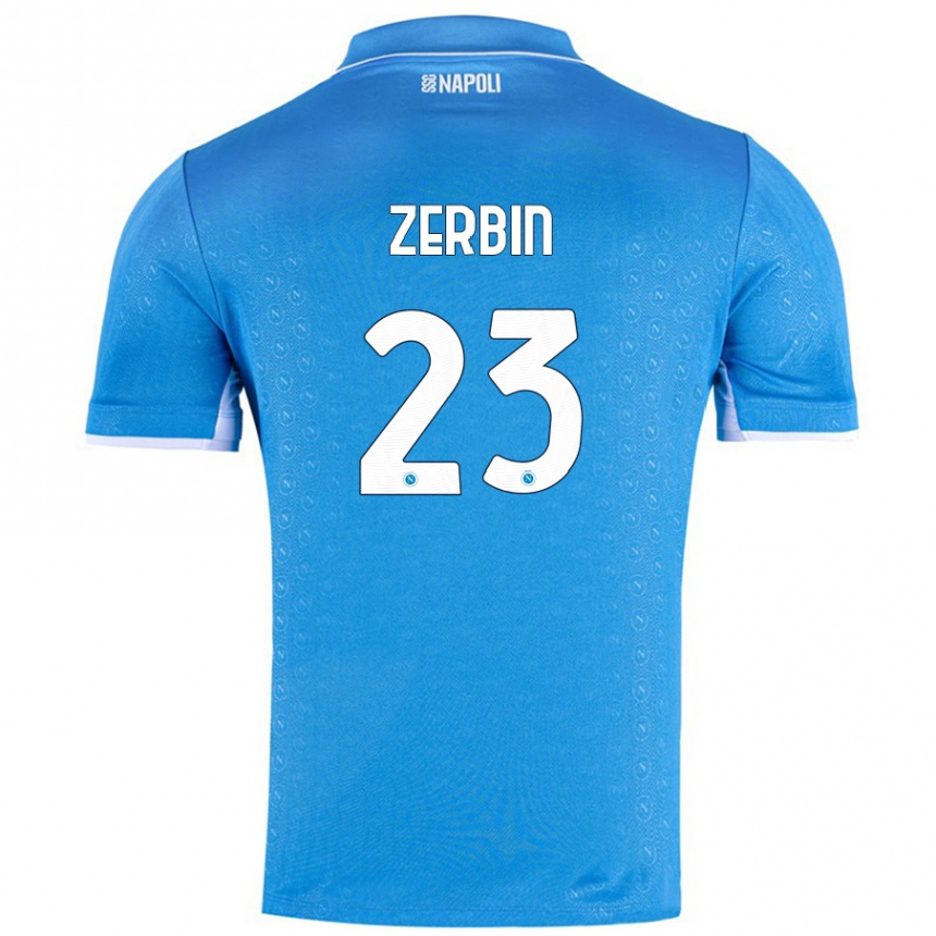 Niño Fútbol Camiseta Alessio Zerbin #23 Azul Cielo 1ª Equipación 2024/25 Perú