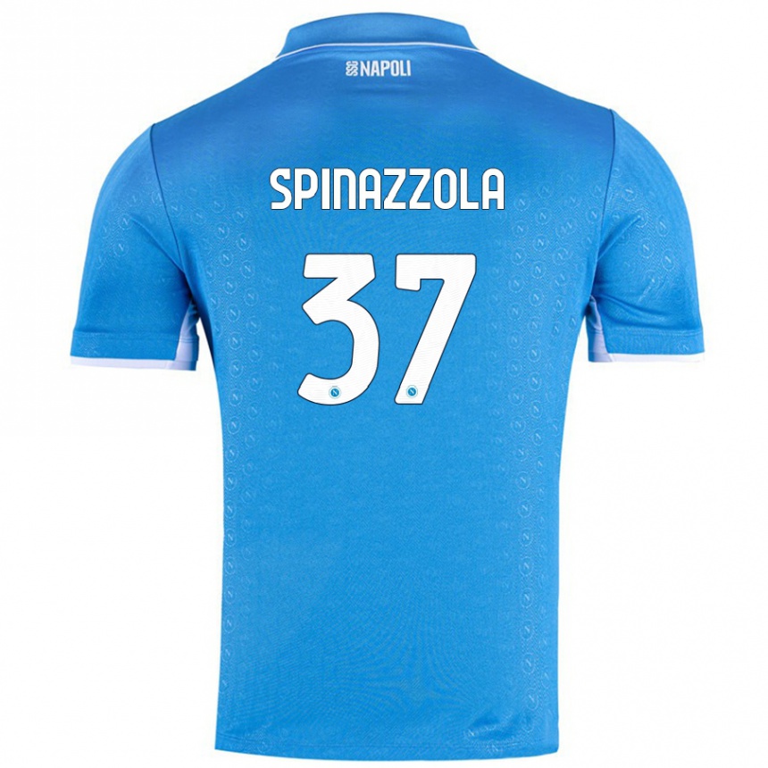 Niño Fútbol Camiseta Leonardo Spinazzola #37 Azul Cielo 1ª Equipación 2024/25 Perú