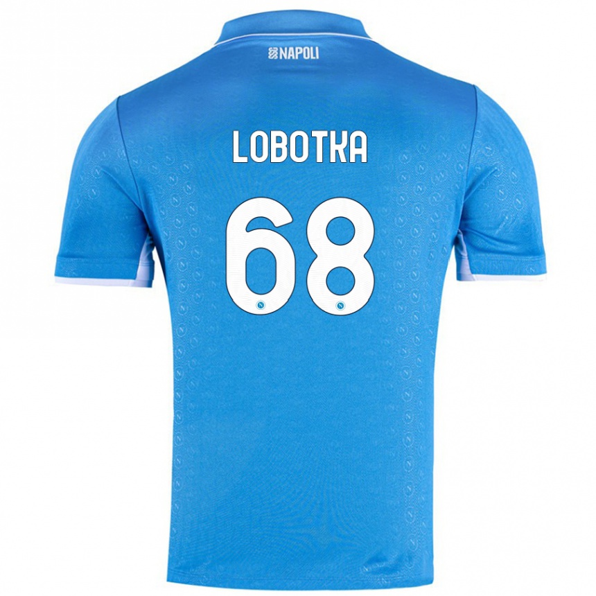 Niño Fútbol Camiseta Stanislav Lobotka #68 Azul Cielo 1ª Equipación 2024/25 Perú