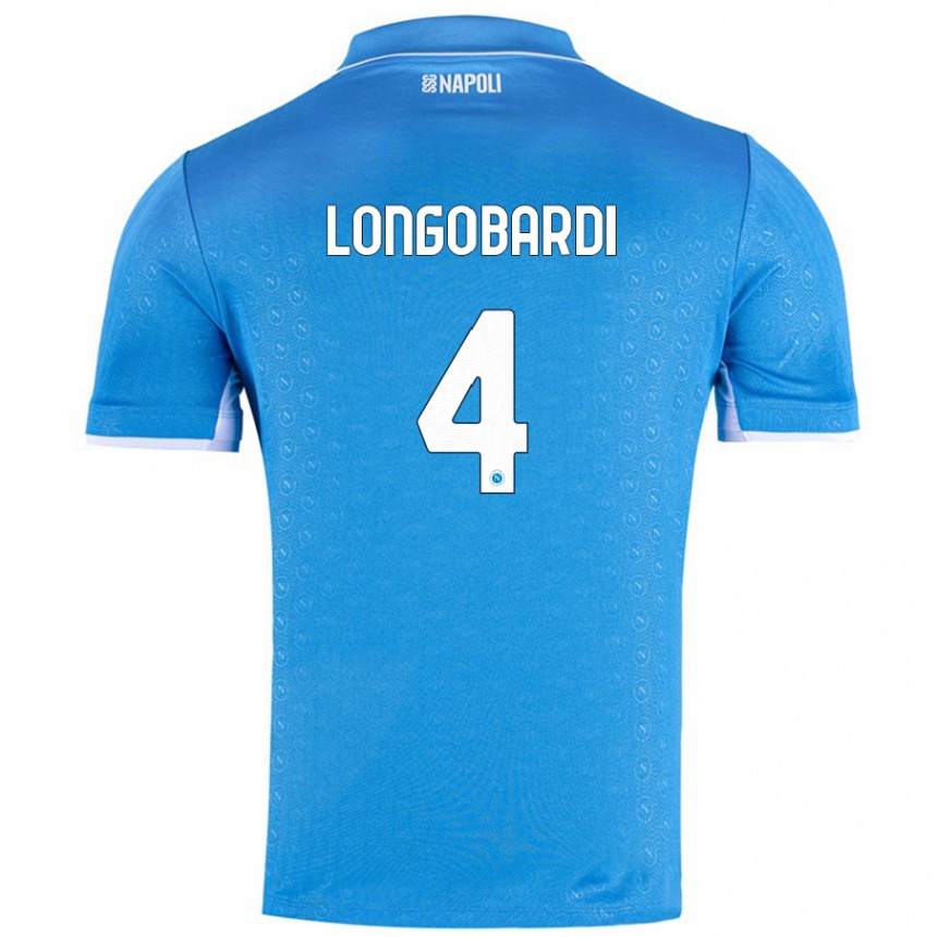 Niño Fútbol Camiseta Salvatore Longobardi #4 Azul Cielo 1ª Equipación 2024/25 Perú