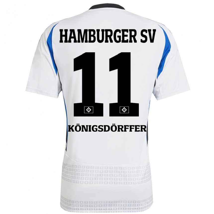 Niño Fútbol Camiseta Ransford Königsdörffer #11 Blanco Azul 1ª Equipación 2024/25 Perú