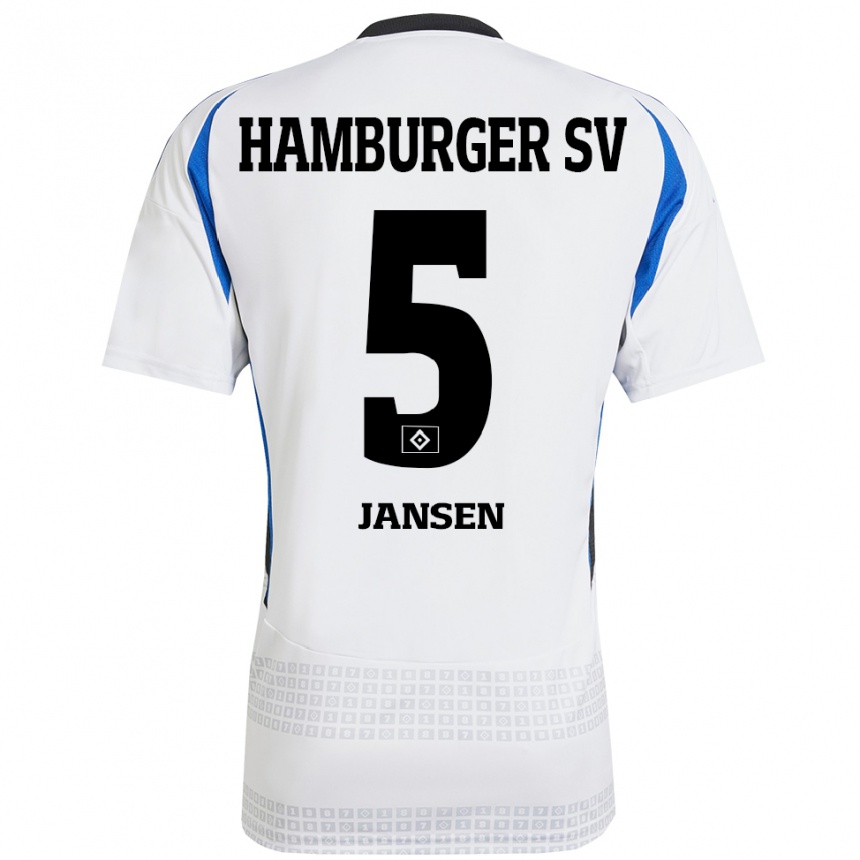 Niño Fútbol Camiseta Marcell Jansen #5 Blanco Azul 1ª Equipación 2024/25 Perú