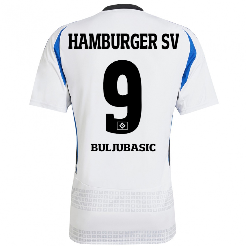 Niño Fútbol Camiseta Amer Buljubasic #9 Blanco Azul 1ª Equipación 2024/25 Perú