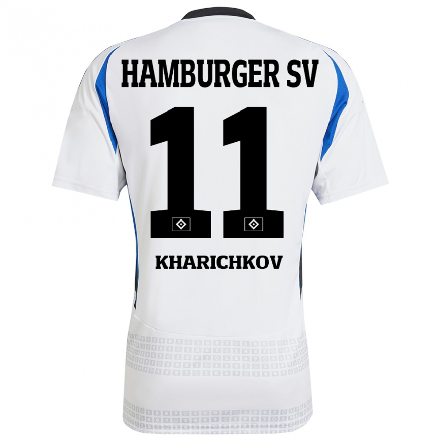 Niño Fútbol Camiseta Valentyn Kharichkov #11 Blanco Azul 1ª Equipación 2024/25 Perú