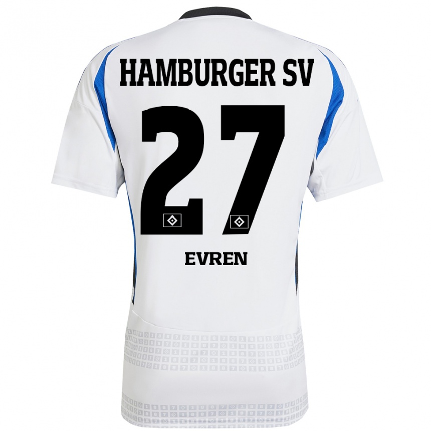 Niño Fútbol Camiseta Batuhan Evren #27 Blanco Azul 1ª Equipación 2024/25 Perú