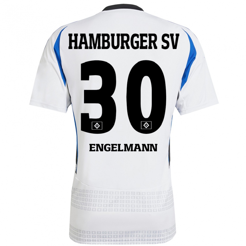 Niño Fútbol Camiseta Timon Engelmann #30 Blanco Azul 1ª Equipación 2024/25 Perú