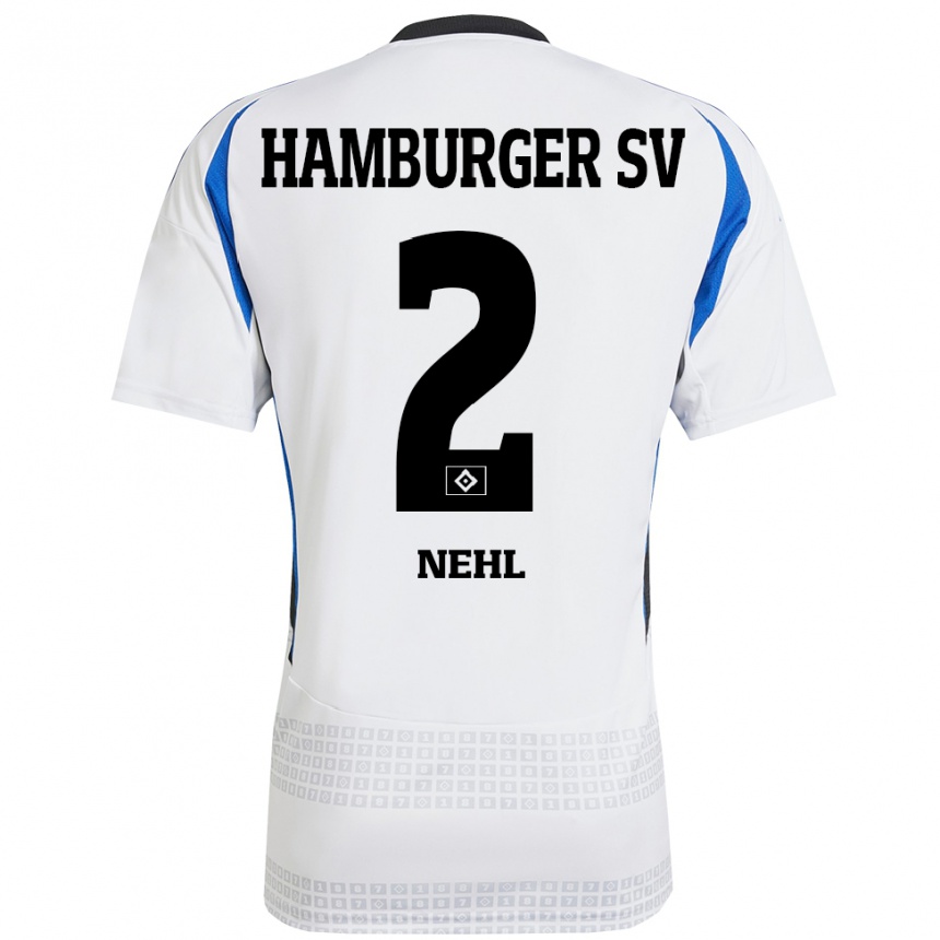 Niño Fútbol Camiseta Julius Nehl #2 Blanco Azul 1ª Equipación 2024/25 Perú