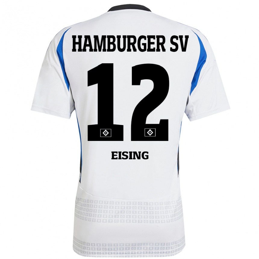 Niño Fútbol Camiseta Luis Eising #12 Blanco Azul 1ª Equipación 2024/25 Perú