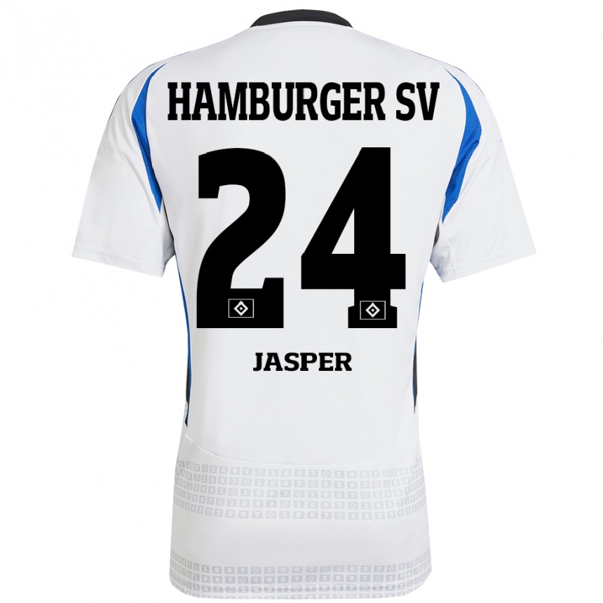 Niño Fútbol Camiseta Jan-Lukas Jasper #24 Blanco Azul 1ª Equipación 2024/25 Perú