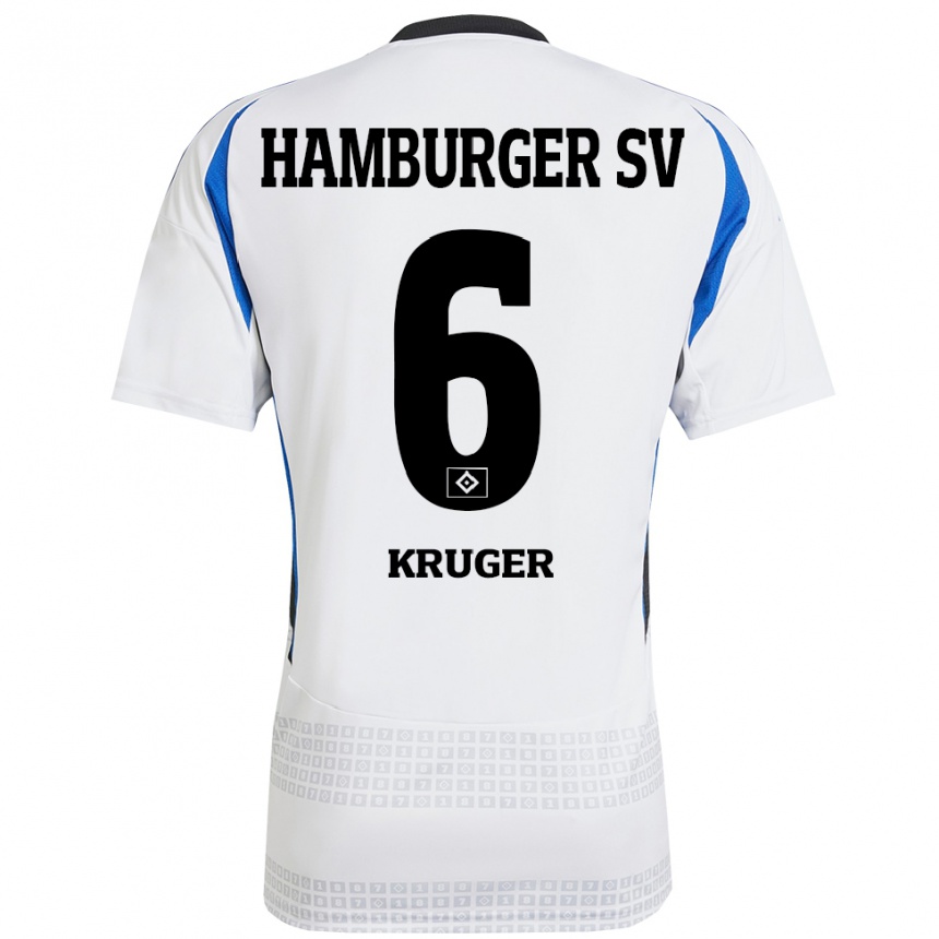 Niño Fútbol Camiseta Artur Krüger #6 Blanco Azul 1ª Equipación 2024/25 Perú