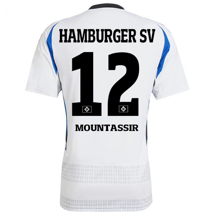 Niño Fútbol Camiseta Youssef Mountassir #12 Blanco Azul 1ª Equipación 2024/25 Perú