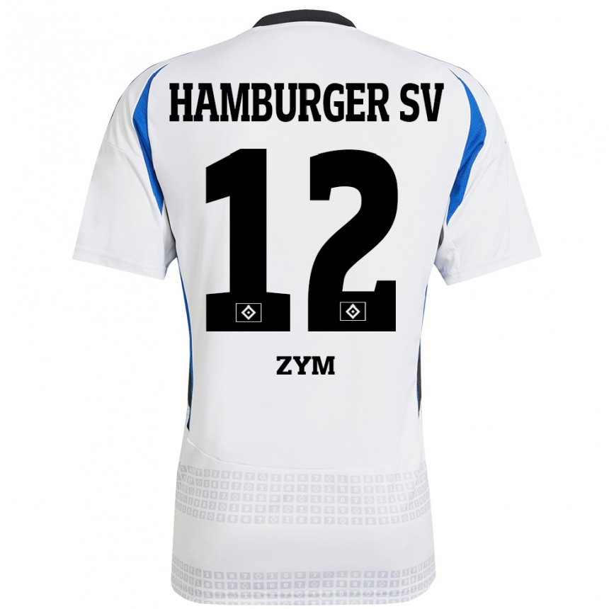 Niño Fútbol Camiseta Marcel Zym #12 Blanco Azul 1ª Equipación 2024/25 Perú