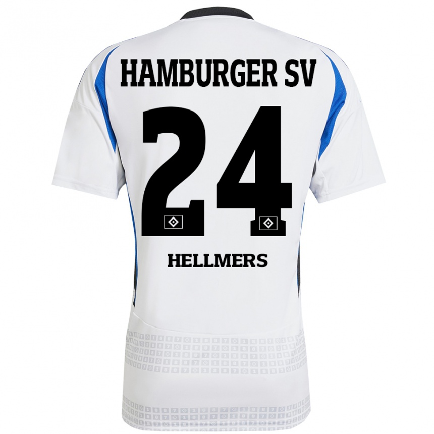 Niño Fútbol Camiseta Maximilian Hellmers #24 Blanco Azul 1ª Equipación 2024/25 Perú