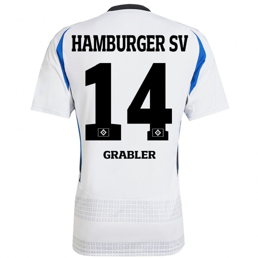 Niño Fútbol Camiseta Lukne Gräßler #14 Blanco Azul 1ª Equipación 2024/25 Perú