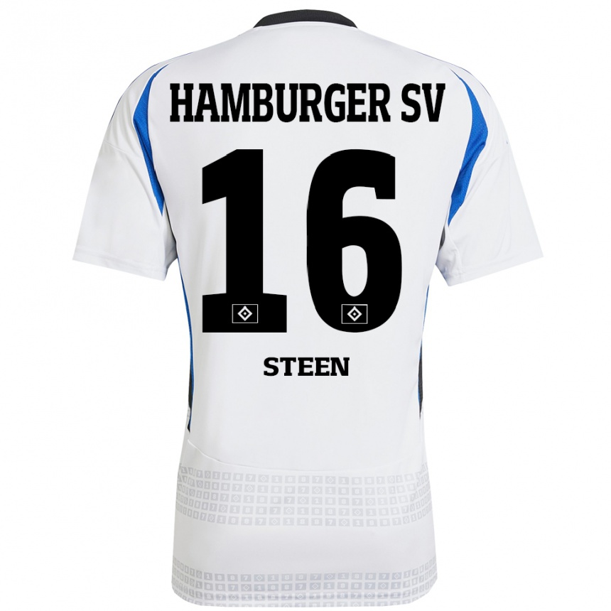 Niño Fútbol Camiseta Maya Steen #16 Blanco Azul 1ª Equipación 2024/25 Perú